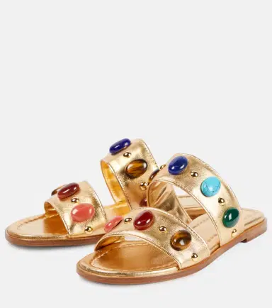 Gianvito Rossi Shanti embellished metallic leather sandals | Thumbnail 3