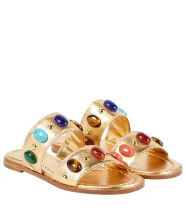 Gianvito Rossi Shanti embellished metallic leather sandals | Thumbnail 1