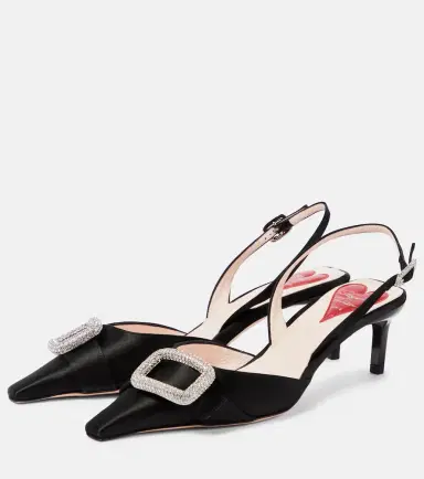 Roger Vivier Dorsay embellished satin slingback pumps | Thumbnail 3