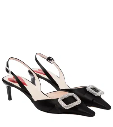 Roger Vivier Dorsay embellished satin slingback pumps | Thumbnail 1