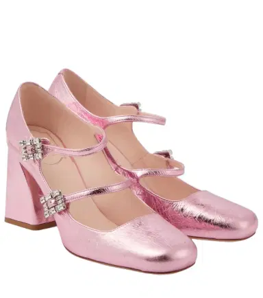 Roger Vivier Très Vivier Babies Mini metallic leather pumps | Thumbnail 1