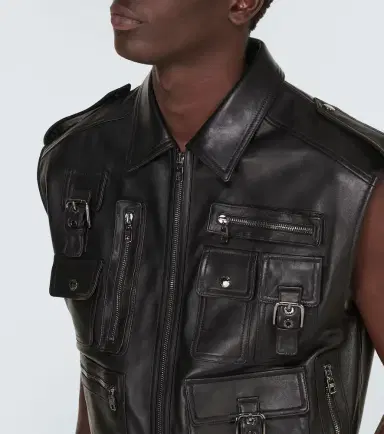 Dolce & Gabbana Pocket-detail sleeveless leather jacket | Thumbnail 2