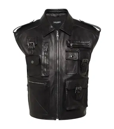 Dolce & Gabbana Pocket-detail sleeveless leather jacket | Thumbnail 1