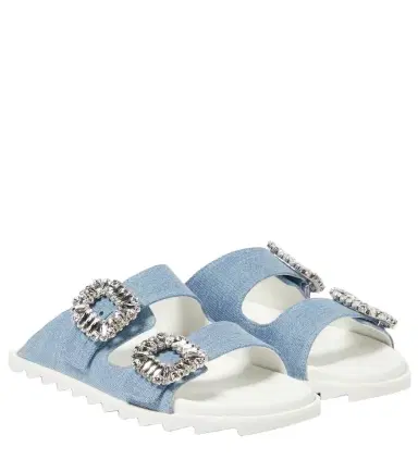 Roger Vivier Slidy Viv' embellished denim sandals | Thumbnail 1