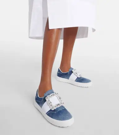 Roger Vivier Very Vivier fringed denim sneakers | Thumbnail 3