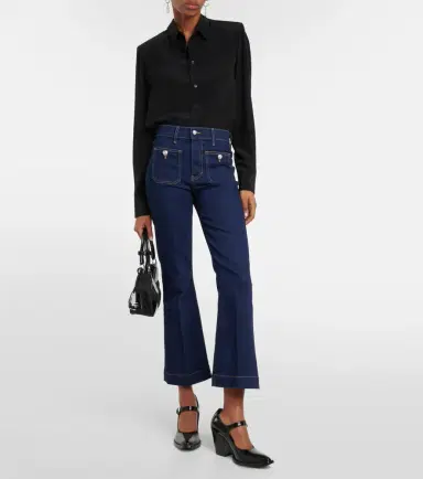 Veronica Beard Carson cropped flared jeans | Thumbnail 5