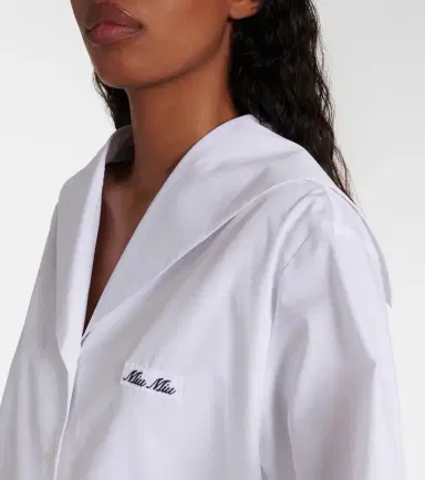Miu Miu Gathered cotton poplin shirt dress | Thumbnail 2 Miu Miu Gathered cotton poplin shirt dress | Thumbnail 2