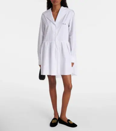 Miu Miu Gathered cotton poplin shirt dress | Thumbnail 3 Miu Miu Gathered cotton poplin shirt dress | Thumbnail 3