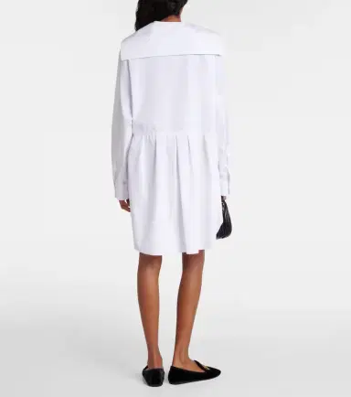 Miu Miu Gathered cotton poplin shirt dress | Thumbnail 4 Miu Miu Gathered cotton poplin shirt dress | Thumbnail 4