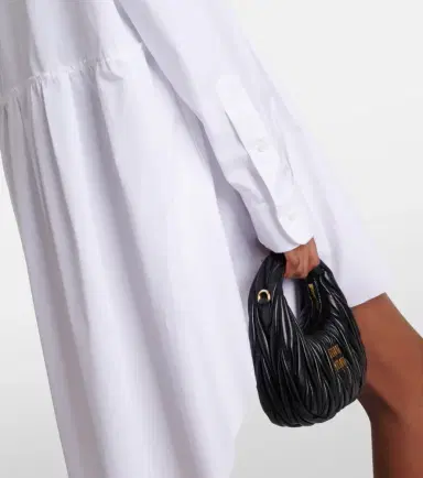 Miu Miu Gathered cotton poplin shirt dress | Thumbnail 5 Miu Miu Gathered cotton poplin shirt dress | Thumbnail 5