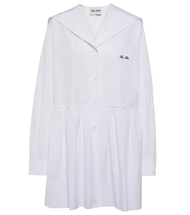 Gathered cotton poplin shirt dress