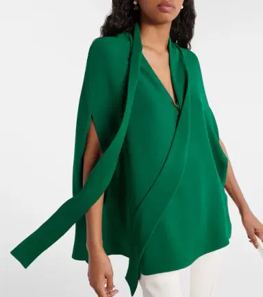 Valentino Caped tie-neck silk blouse | Thumbnail 2