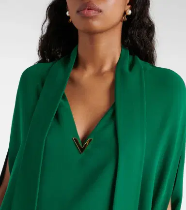 Valentino Caped tie-neck silk blouse | Thumbnail 6