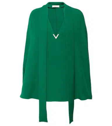 Valentino Caped tie-neck silk blouse | Thumbnail 1