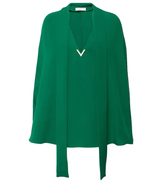 Valentino Caped tie-neck silk blouse