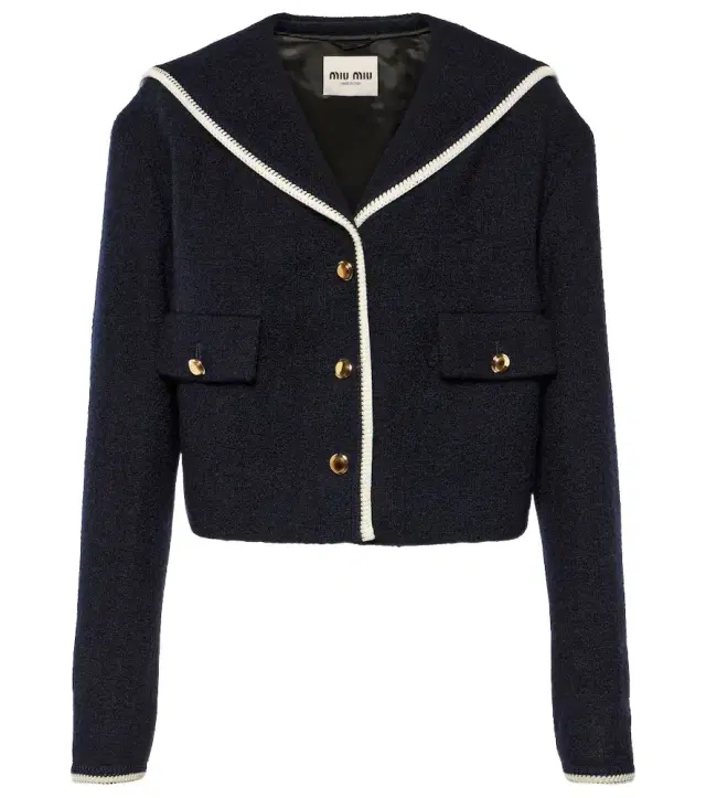 Cropped wool-blend tweed jacket