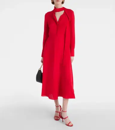Valentino Tie-neck silk midi dress | Thumbnail 2
