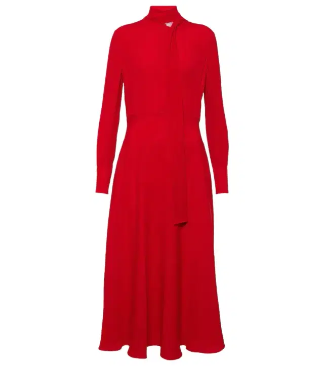 Valentino Tie-neck silk midi dress