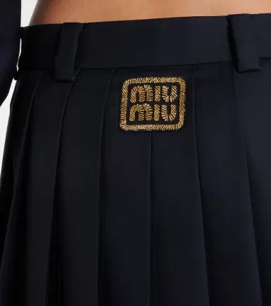 Miu Miu Pleated virgin wool miniskirt | Thumbnail 2
