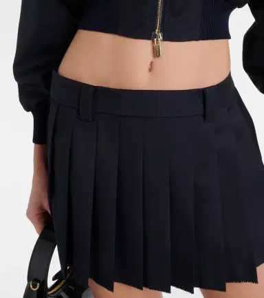 Miu Miu Pleated virgin wool miniskirt | Thumbnail 4