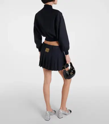 Miu Miu Pleated virgin wool miniskirt | Thumbnail 5