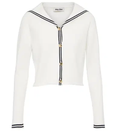 Miu Miu Striped cotton-blend cardigan | Thumbnail 1