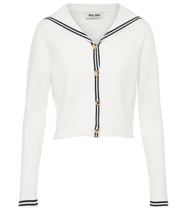 Striped cotton-blend cardigan
