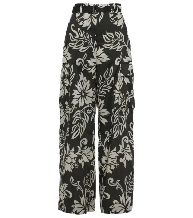 Sacai High-rise floral wide-leg pants