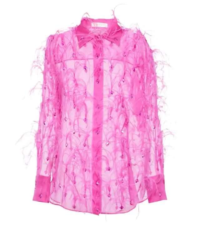 Valentino Embroidered silk organza blouse