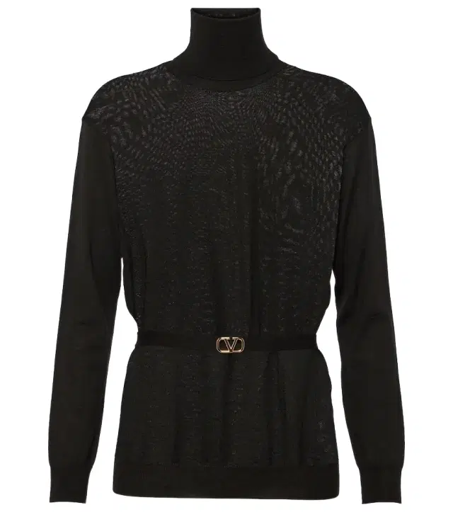 Valentino Belted virgin wool turtleneck sweater