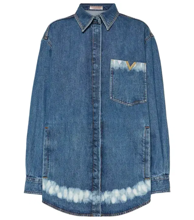Valentino VGold distressed denim shirt