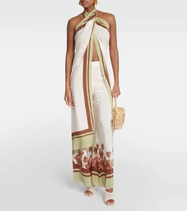 ADRIANA DEGREAS Arisaema high-rise silk wide-leg pants | Thumbnail 5