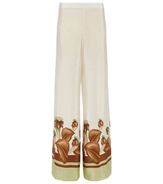 ADRIANA DEGREAS Arisaema high-rise silk wide-leg pants