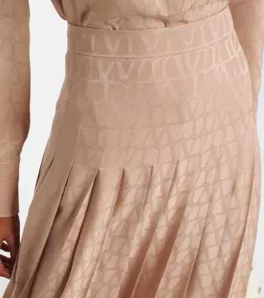 Valentino Toile Iconographe pleated silk midi skirt | Thumbnail 2