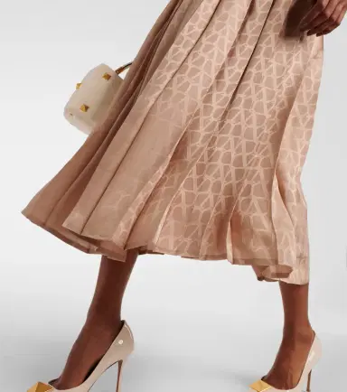 Valentino Toile Iconographe pleated silk midi skirt | Thumbnail 4