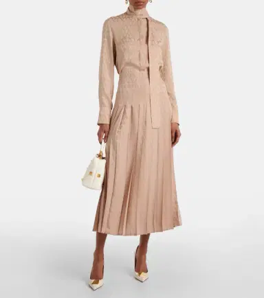 Valentino Toile Iconographe pleated silk midi skirt | Thumbnail 5