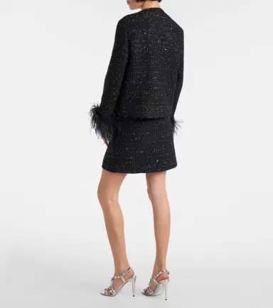 Valentino Feather-trimmed tweed jacket | Thumbnail 3