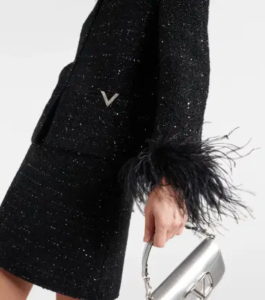 Valentino Feather-trimmed tweed jacket | Thumbnail 5