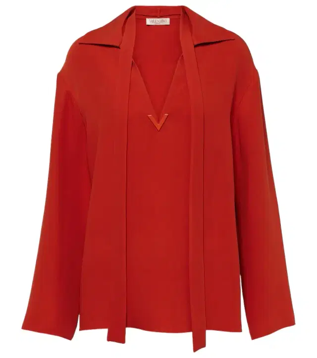 Valentino Tie-neck silk blouse