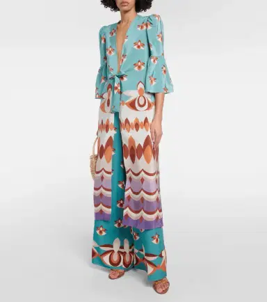 ADRIANA DEGREAS Vintage printed silk maxi dress | Thumbnail 3