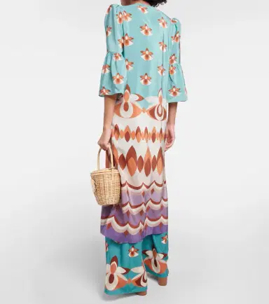 ADRIANA DEGREAS Vintage printed silk maxi dress | Thumbnail 4