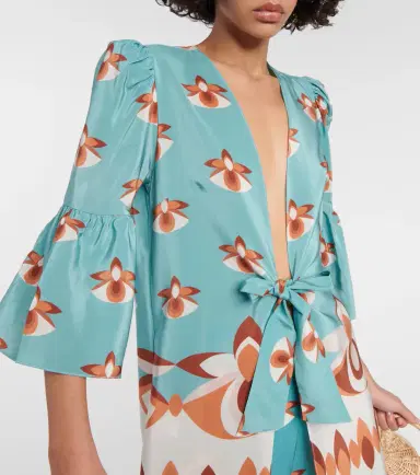 ADRIANA DEGREAS Vintage printed silk maxi dress | Thumbnail 5