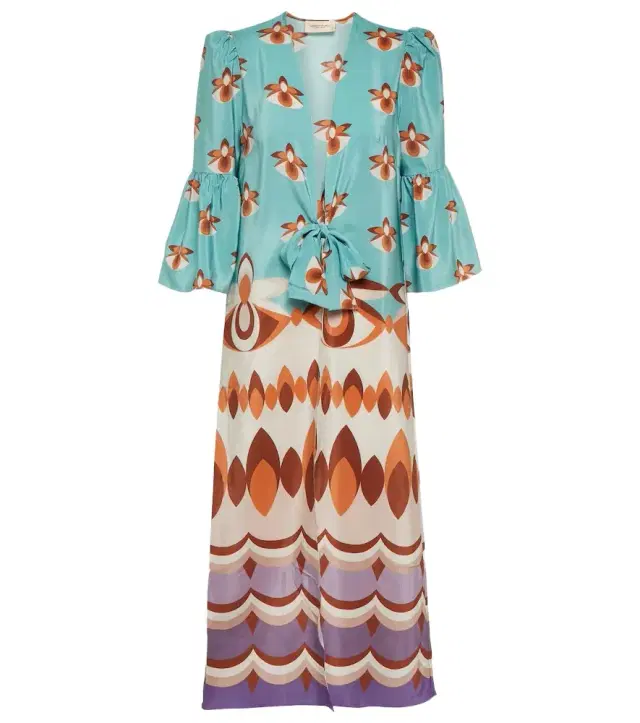 ADRIANA DEGREAS Vintage printed silk maxi dress