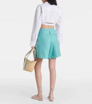 ADRIANA DEGREAS Orquidea high-rise linen shorts | Thumbnail 2