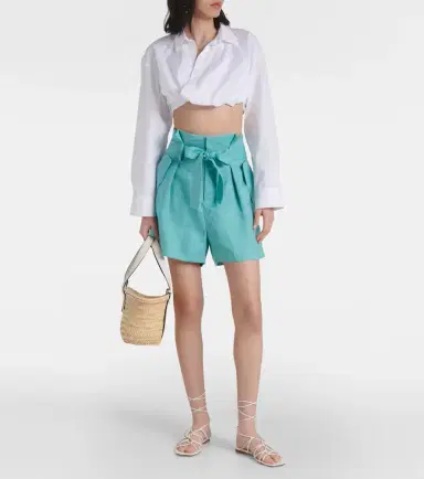 ADRIANA DEGREAS Orquidea high-rise linen shorts | Thumbnail 3