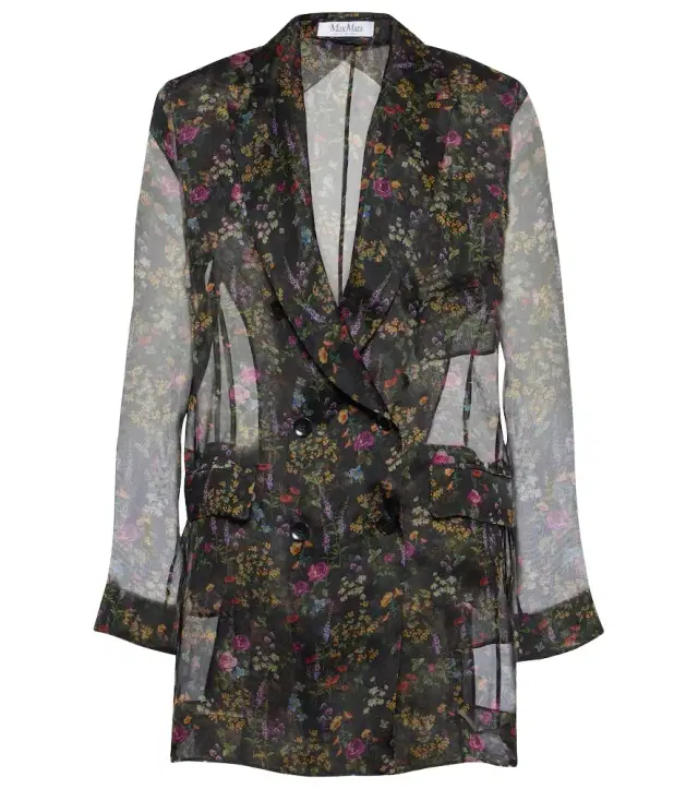 Max Mara Jabot floral silk organza blouse