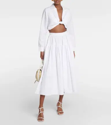 Adriana Degreas Knot-detail linen blend crop top | Thumbnail 3