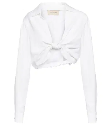 Adriana Degreas Knot-detail linen blend crop top | Thumbnail 1