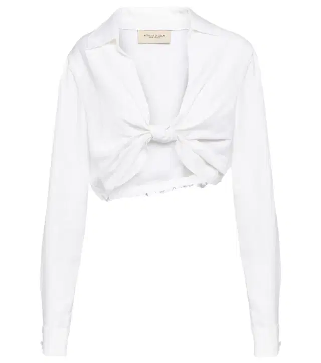 Adriana Degreas Knot-detail linen blend crop top