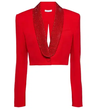 Area Crystal-embellished cropped wool blazer | Thumbnail 1 Area Crystal-embellished cropped wool blazer | Thumbnail 1